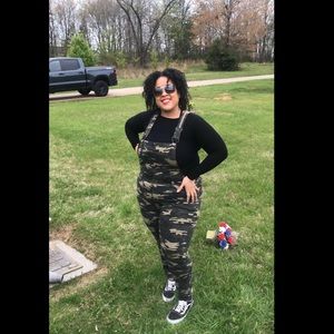 Green  camouflage jean  overalls   , plus size 2x